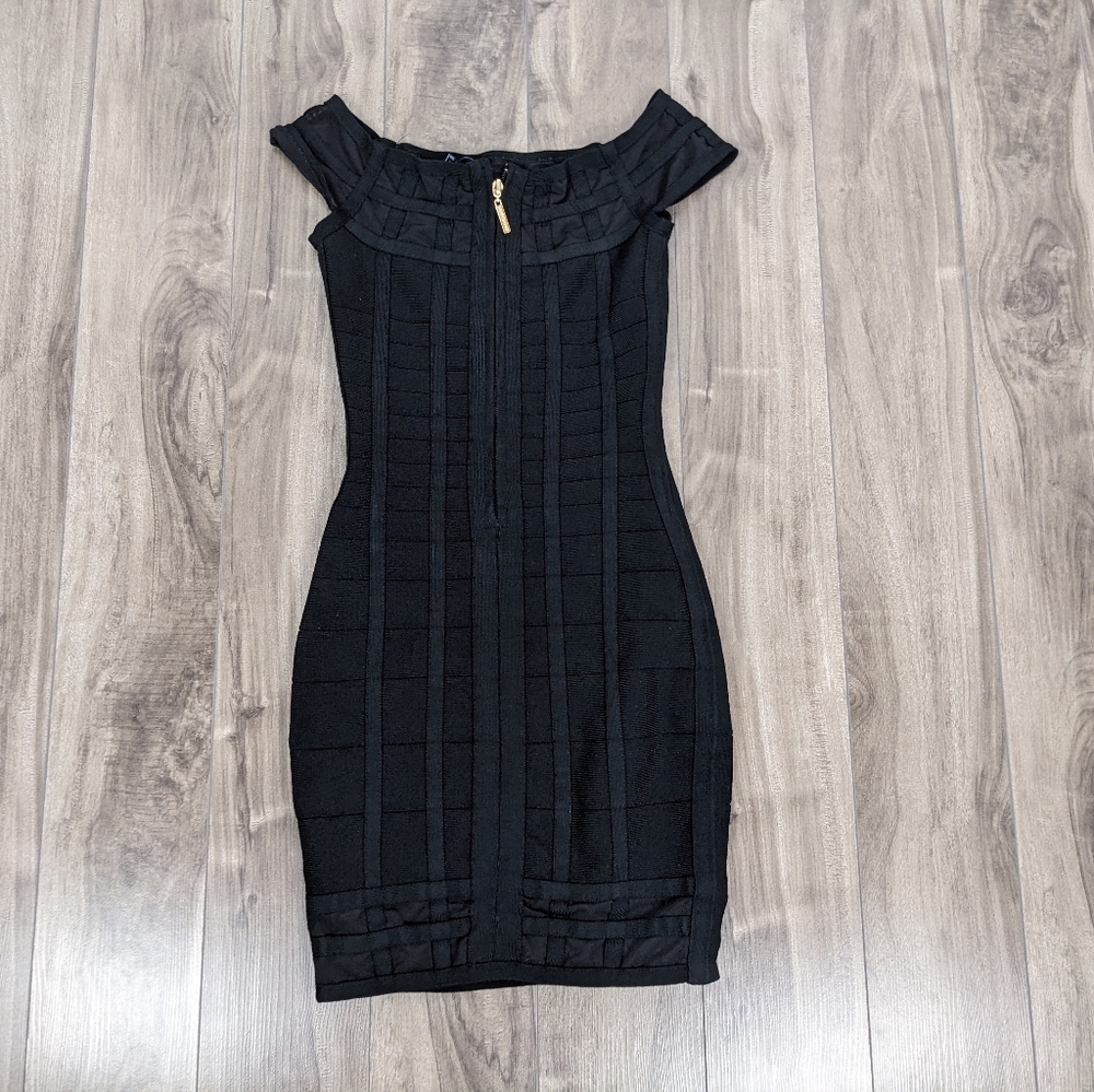 GUESS BY MARCIANO Black Mirabel Bandage Bodycon Dress XXS Mini